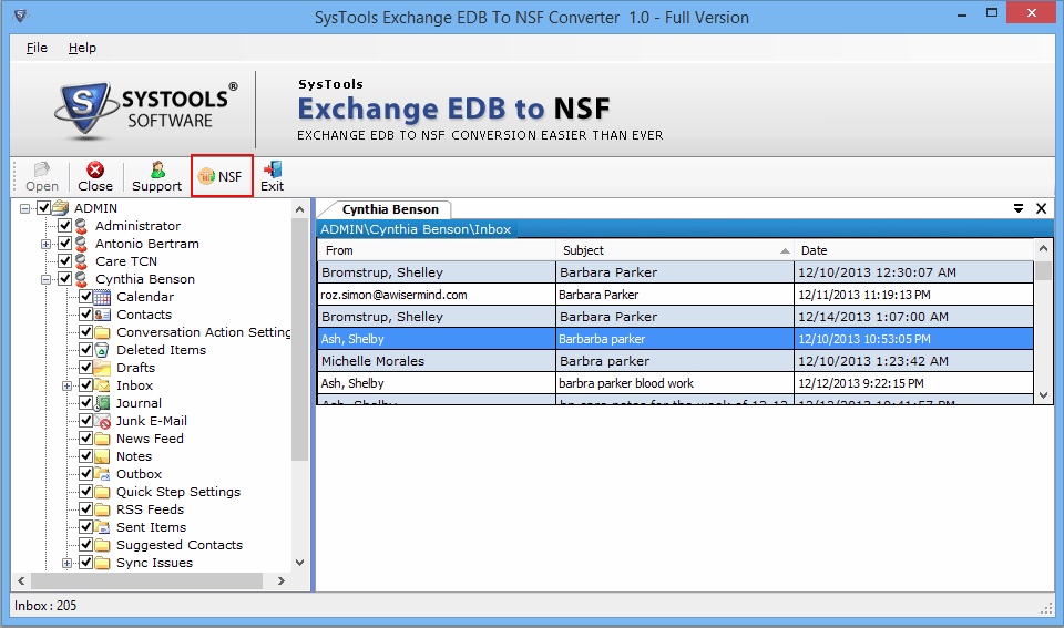 export exchange to nsf