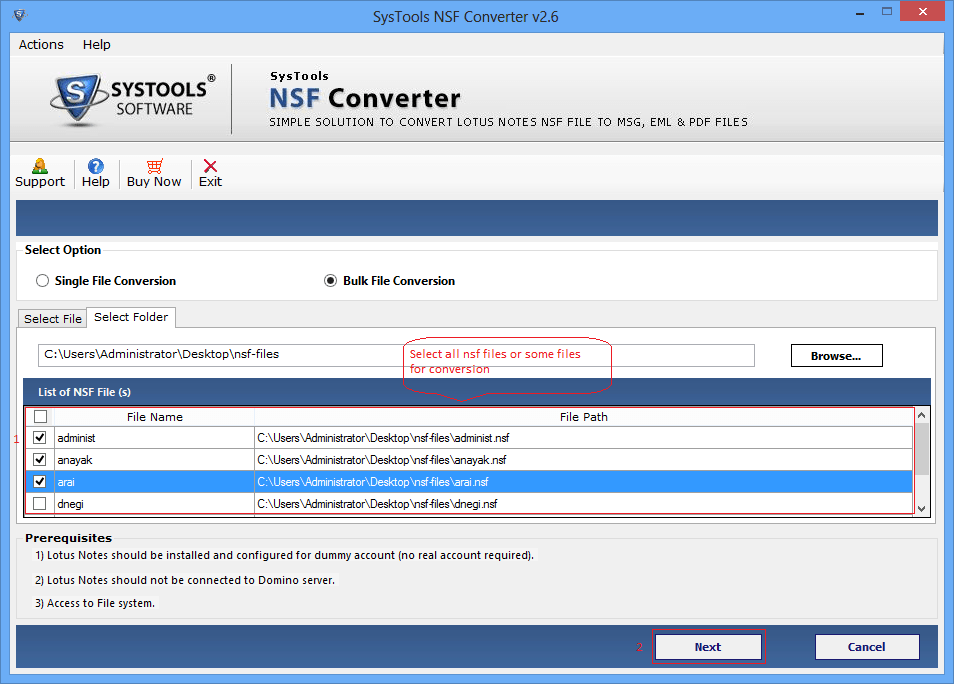 lotus notes to msg