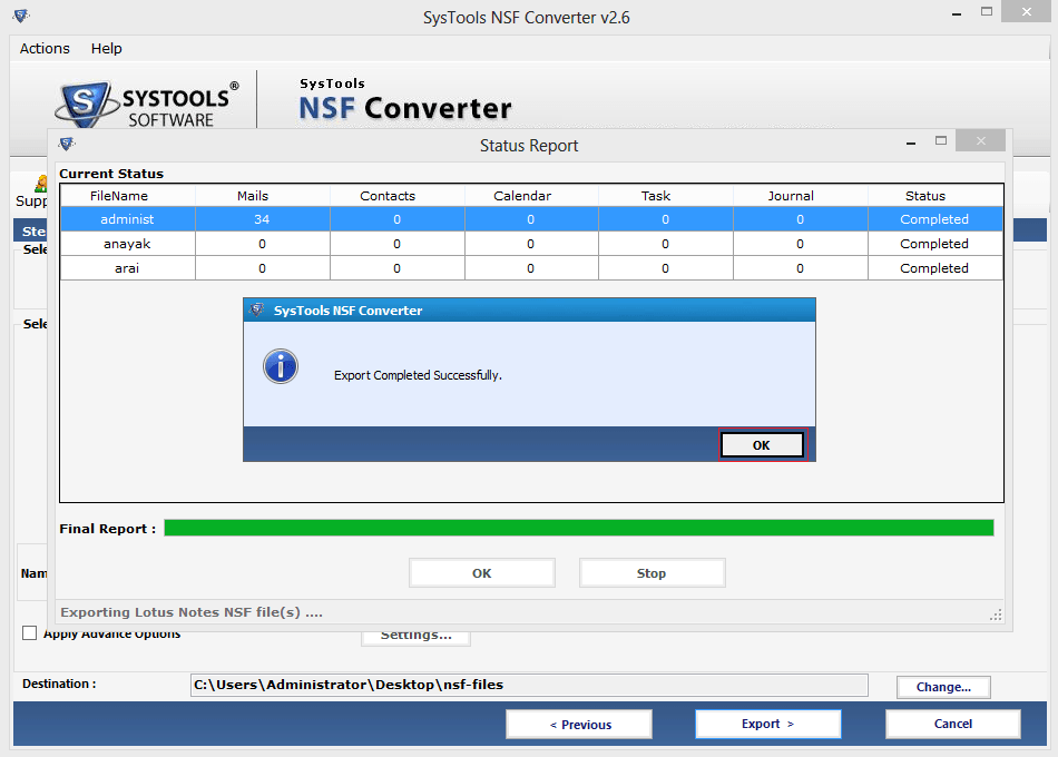 lotus notes all data items to msg