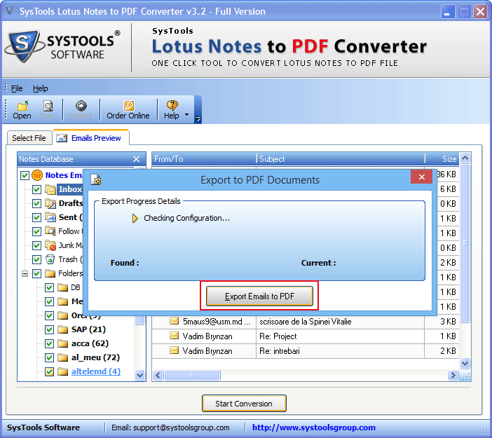 Lotus Notes Emails to Adobe PDF
