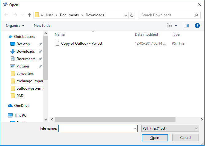 transfer pst file to eml