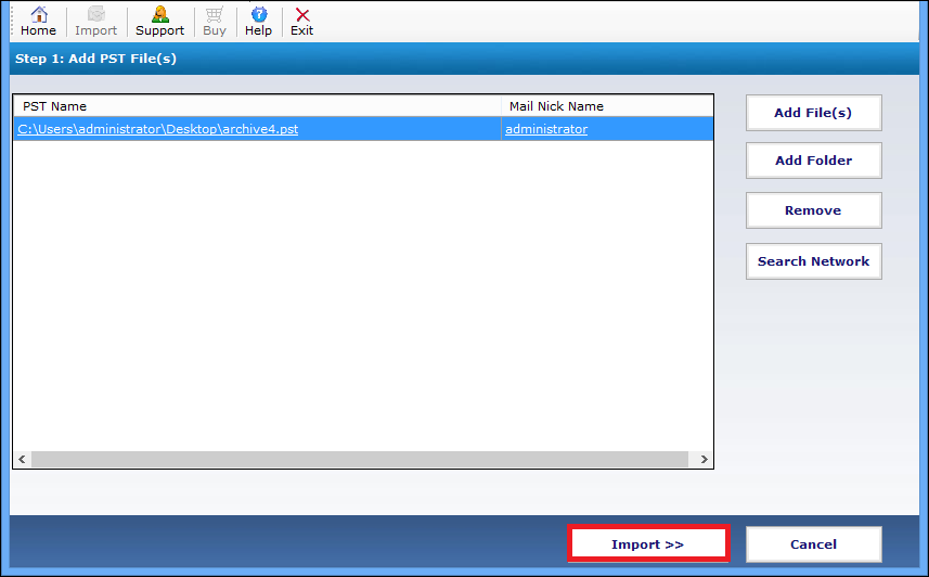 Import PST to Exchange