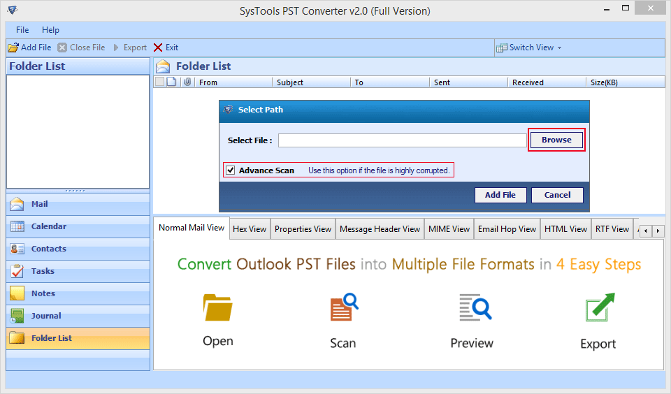 Browse PST File